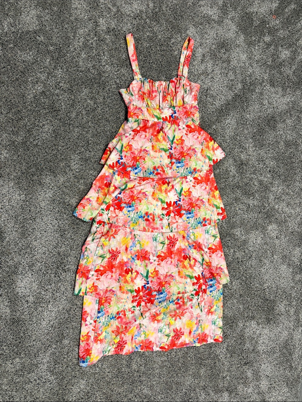 SHEIN Pink Floral Tiered Sundress with Multicolor Blooms